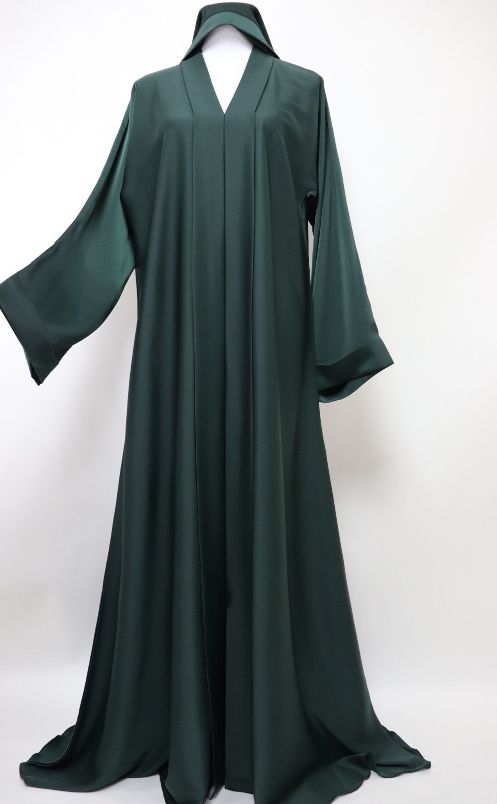 Dubai Abaya Closed Crinkle Semi Flare Umbrella Muslim Modest Dress Emerald