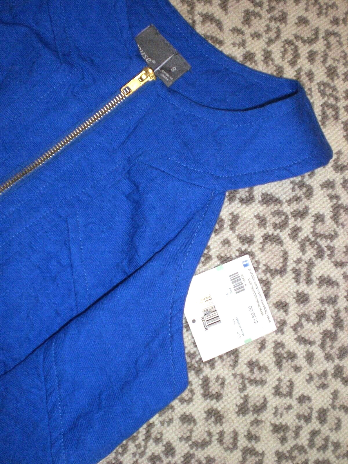 NWT~MUSE Royal Blue Textured Jacquard 100% Cotton Dress~8~Ret $159