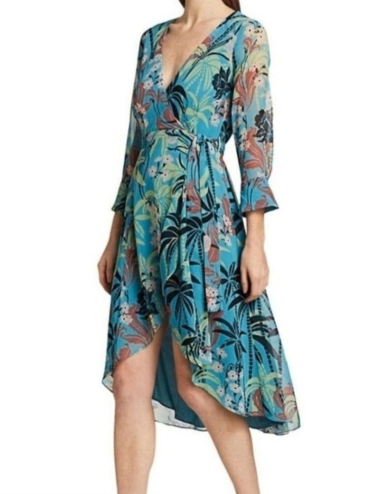 Bailey 44 Teal Abstract Asymmetrical Dress