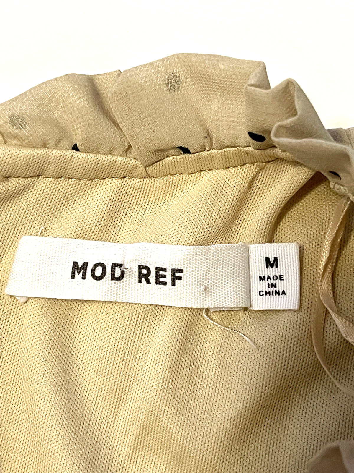 MOD REF Pleated Shift Mini Dress Size M Cream Polka Dots Romantic Retro