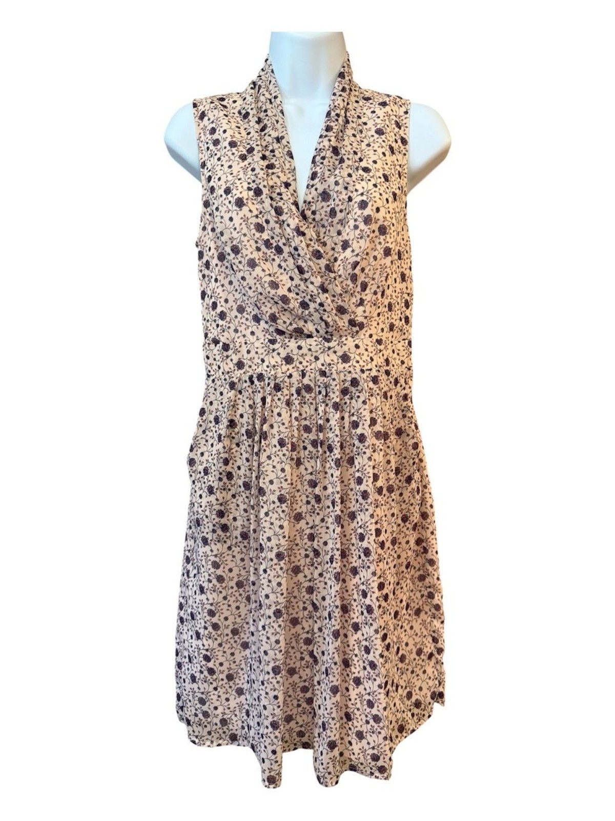 Forever 21 Pink Floral Draped Neck Dress Coquette Small