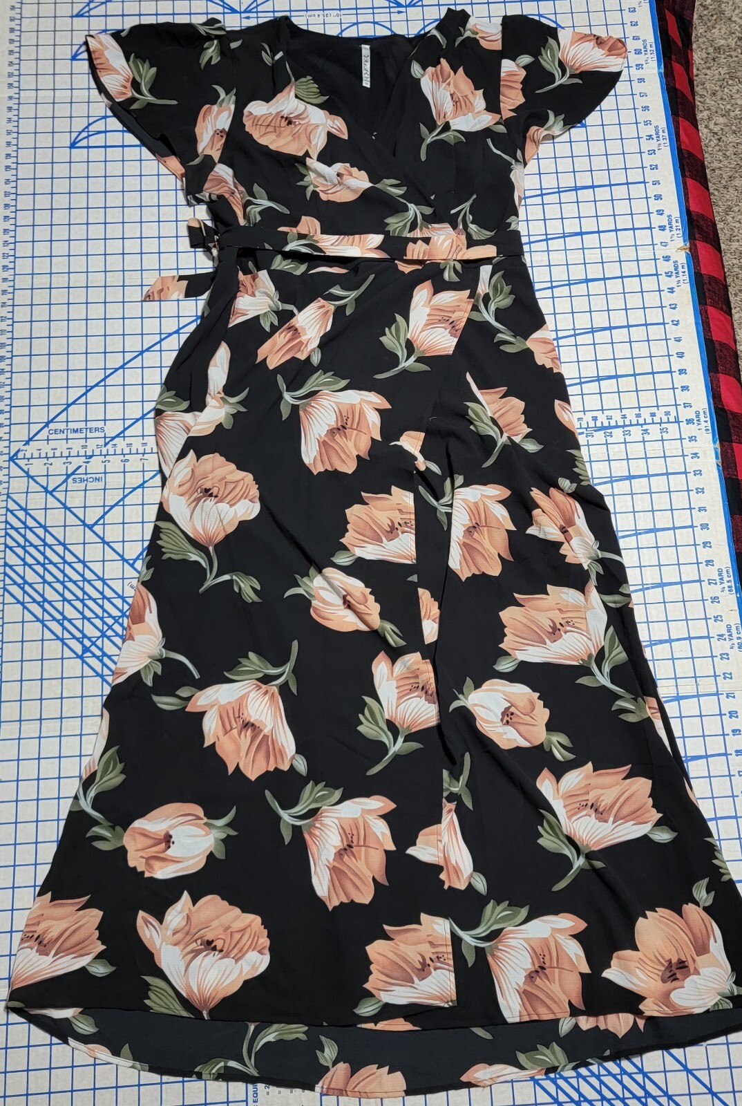 R N B Black, Floral Maxi Dress Polyester,Spandex Size 2X