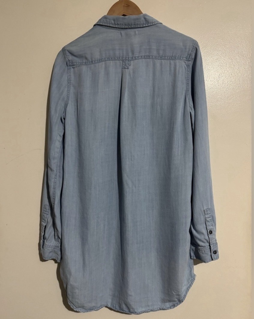 Life In Progress Light Chambray Denim Button Down Shirt Mini Dress Small