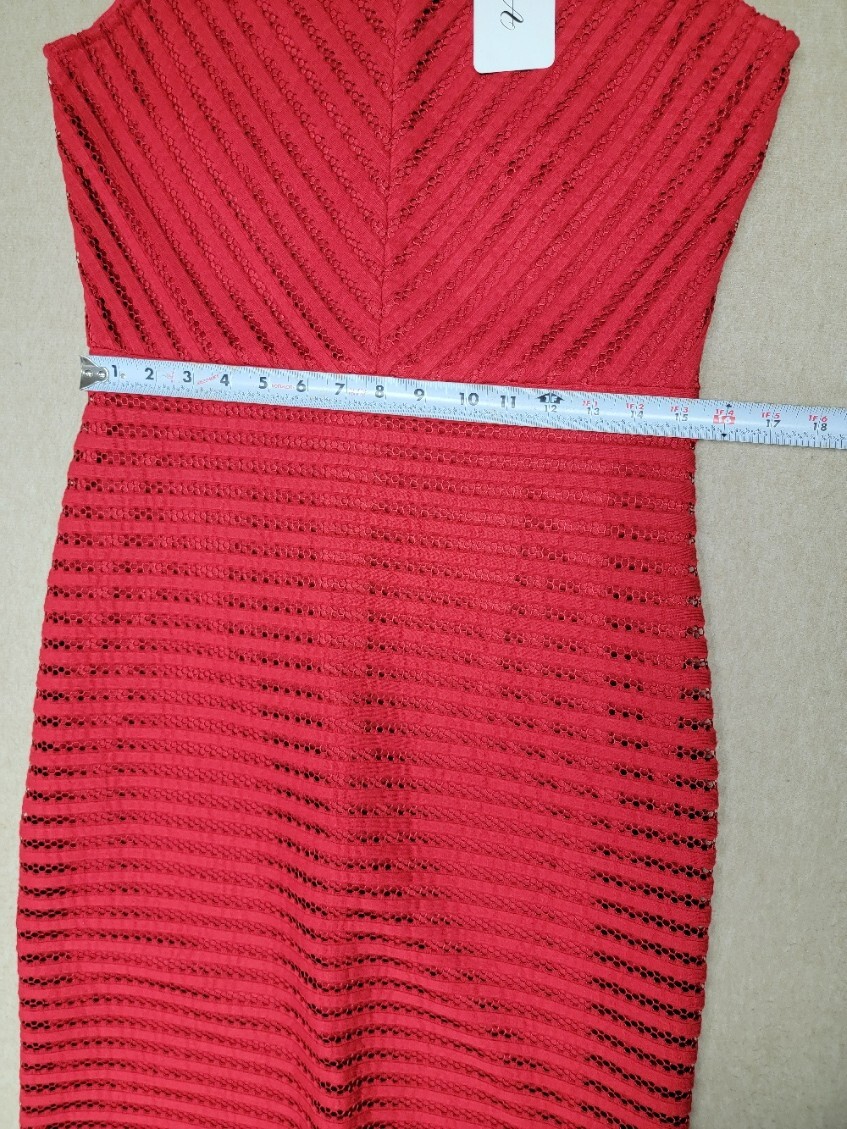 NWT~WARDROBE A~ Sleeveless Red Dress Size 8 Lace/Mesh Lined Back Zip V-Neck