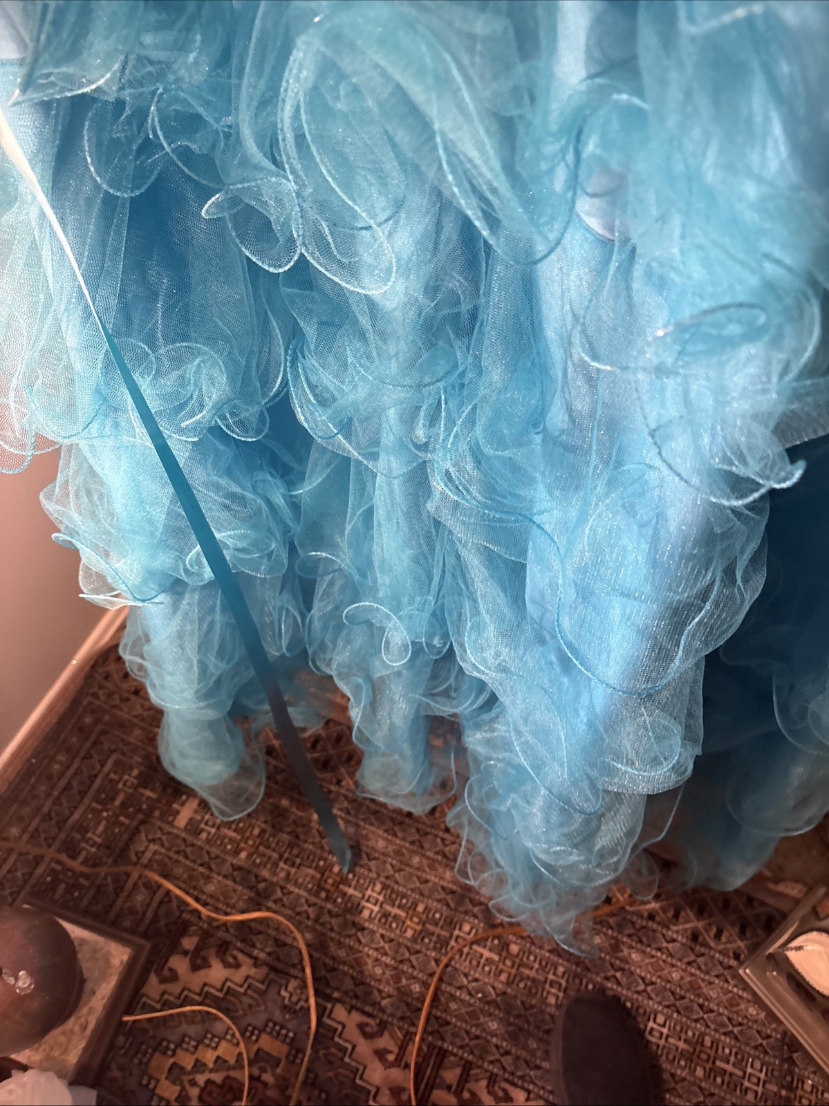 Cassandra Stone For Mac Dougal Size 10 WOW! Peacock Blue Ruffles Ruffles High&Lo