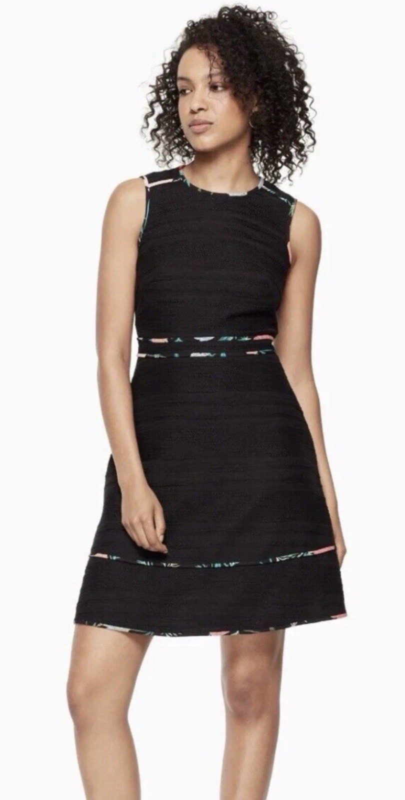 KATE SPADE Black Tweed Blossom Floral Trim A-Line Mini Size 0