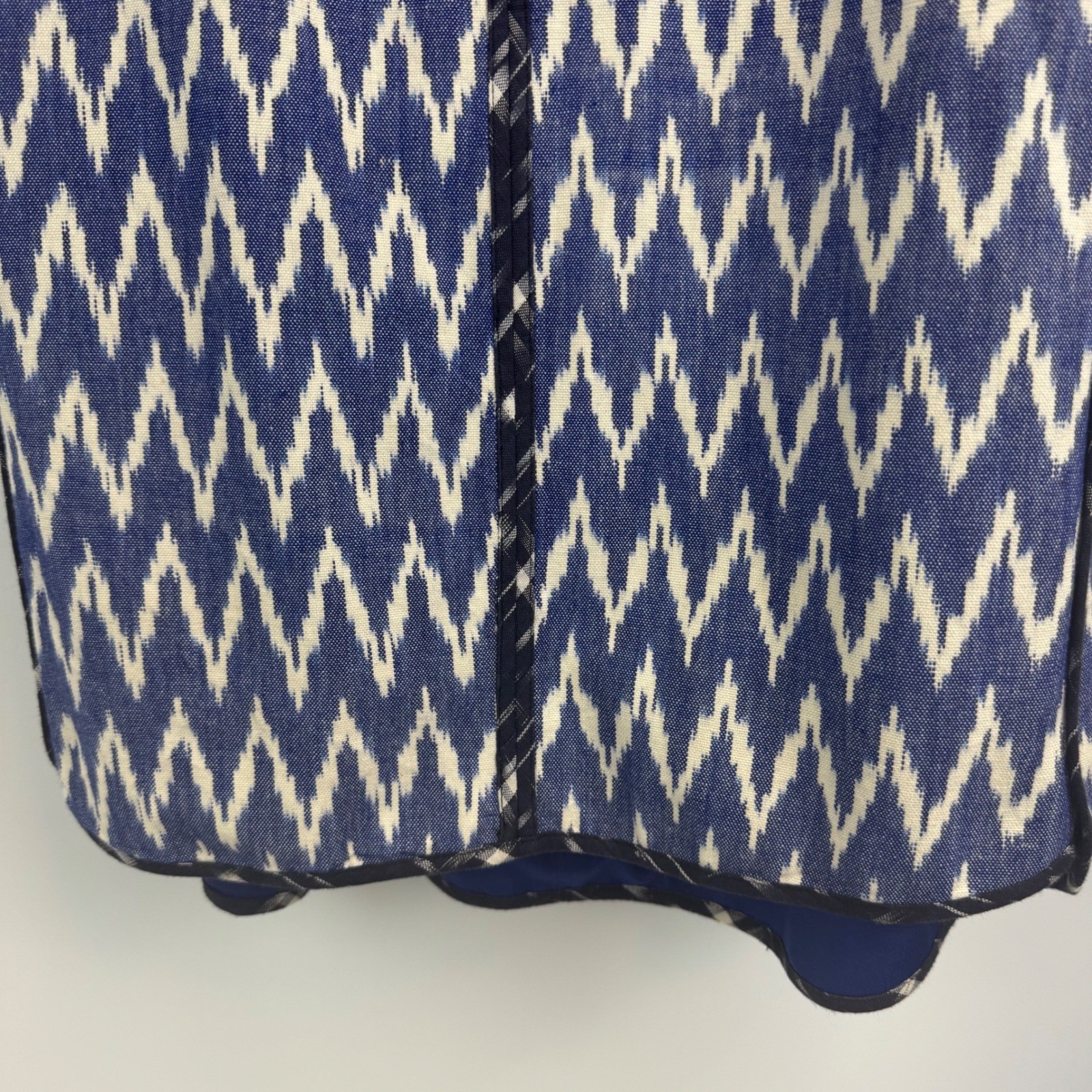 J.Crew Blue White Ikat Chevron Cotton Shift Dress Split Neck Womens 2 RN77388