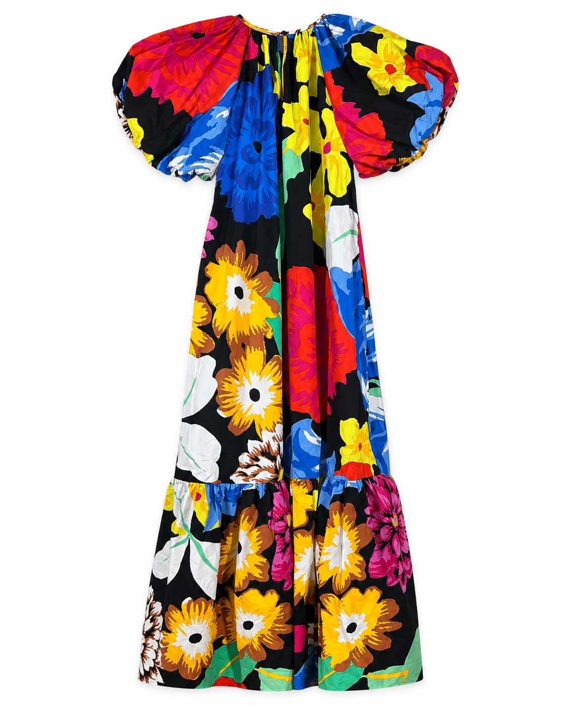 Christopher John Rogers + Target Dress XS Floral Puff Sleeve High-Low Tiered