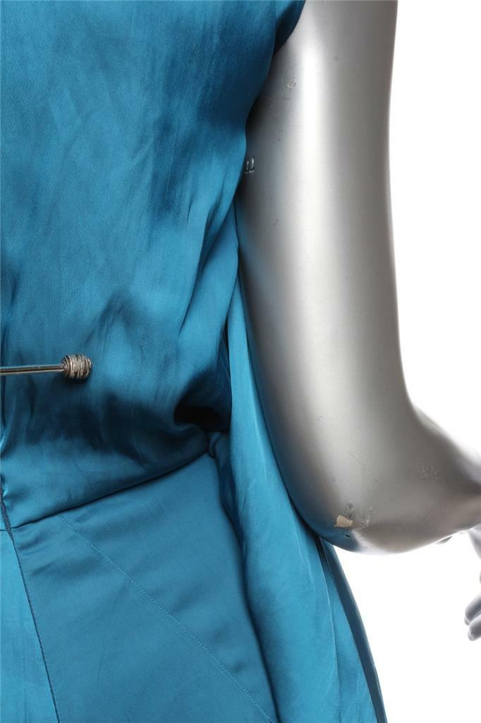 CEDRIC CHARLIER Womens Blue Wrap Draped V-Neck Sleeveless Long Maxi Dress US4 S