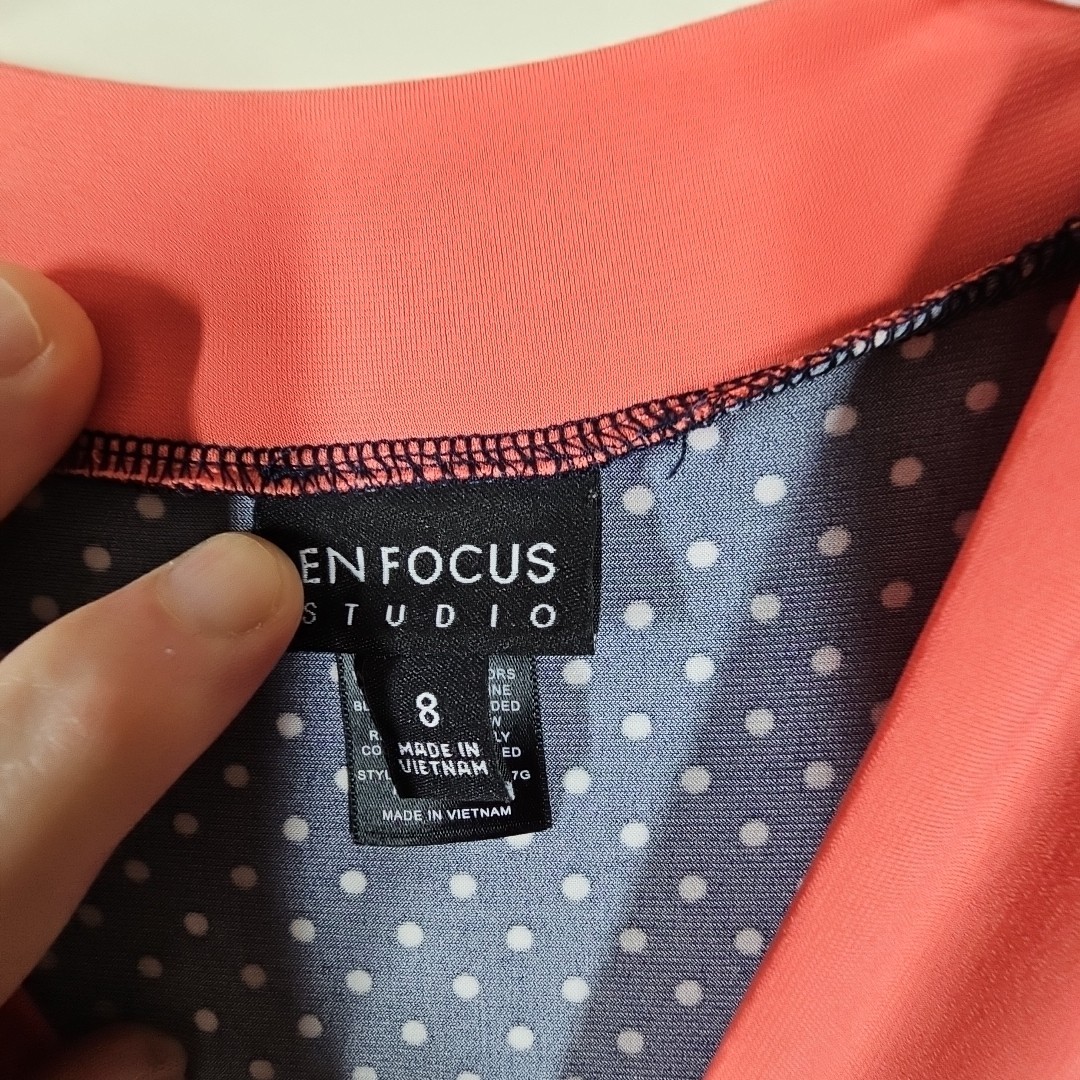 Enfocus Studio Size 8 Maxi Dress Sleeveless Navy Blue With White Polka Dots