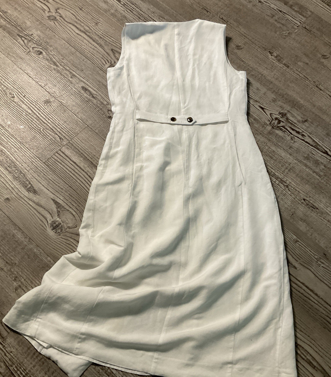 Ann Taylor White Linen Blend Button-Down Vest Dress Sleeveless Midi Size 8