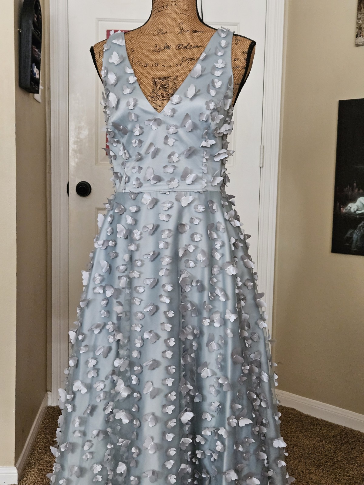 Eliza J 3D Butterfly Appliquè Sleeveless Fit & Flare Midi Dress,sz 10,New,green