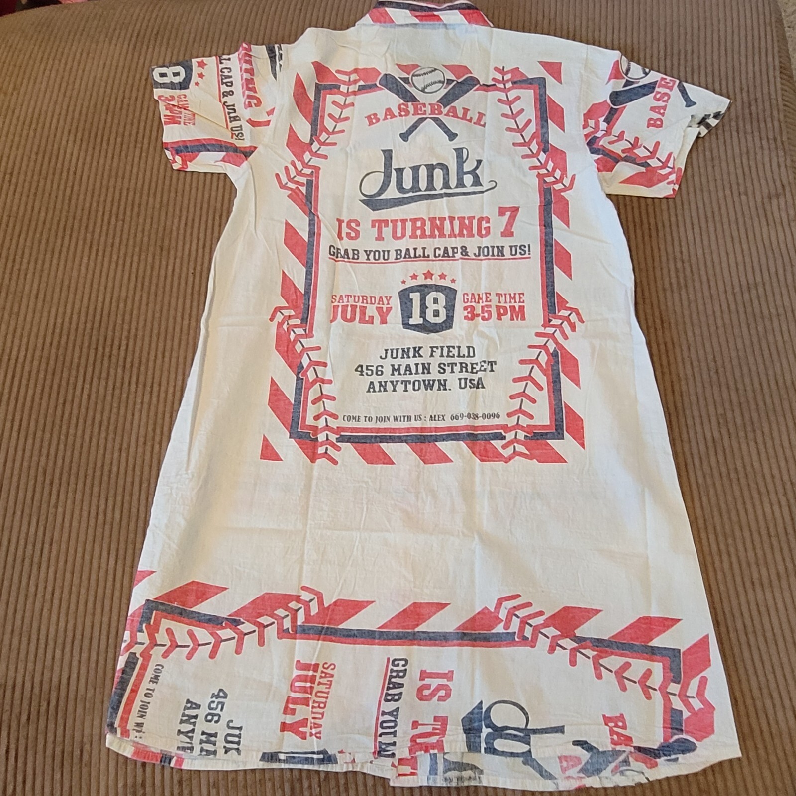 Flour Sack Dress Baseball Junk Vintage Look Feed Sack Garden Hippie Boho 1 Size