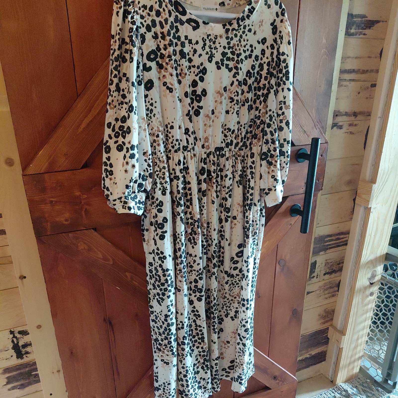 Nuggles Dress Womens Sz L r Spandex Rayon 3/4 Sleeve Cheetah print