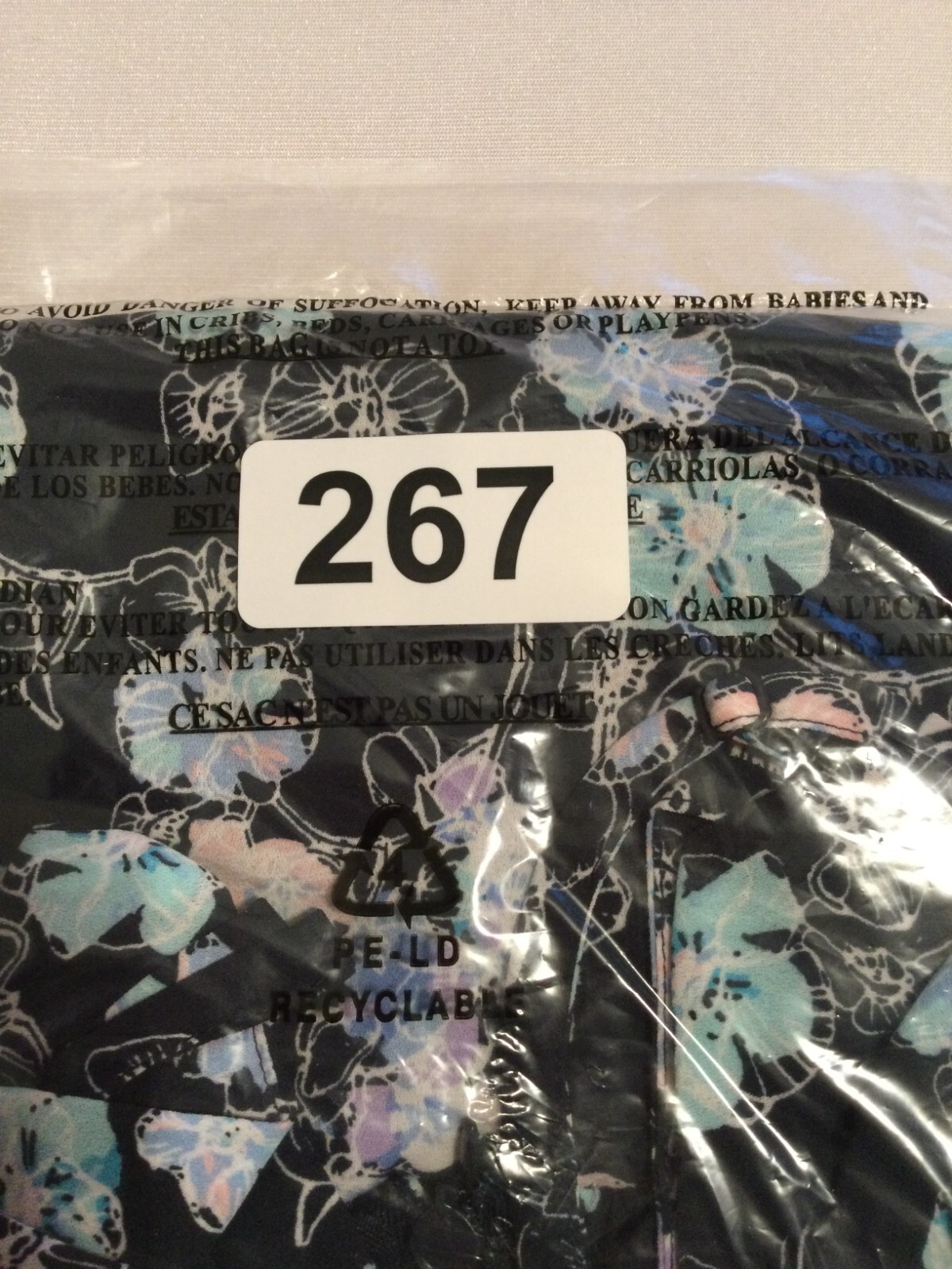 Eclair Blue Floral Dress Smocked-Back Size Large Navy Fit & Flare Beach Sundress