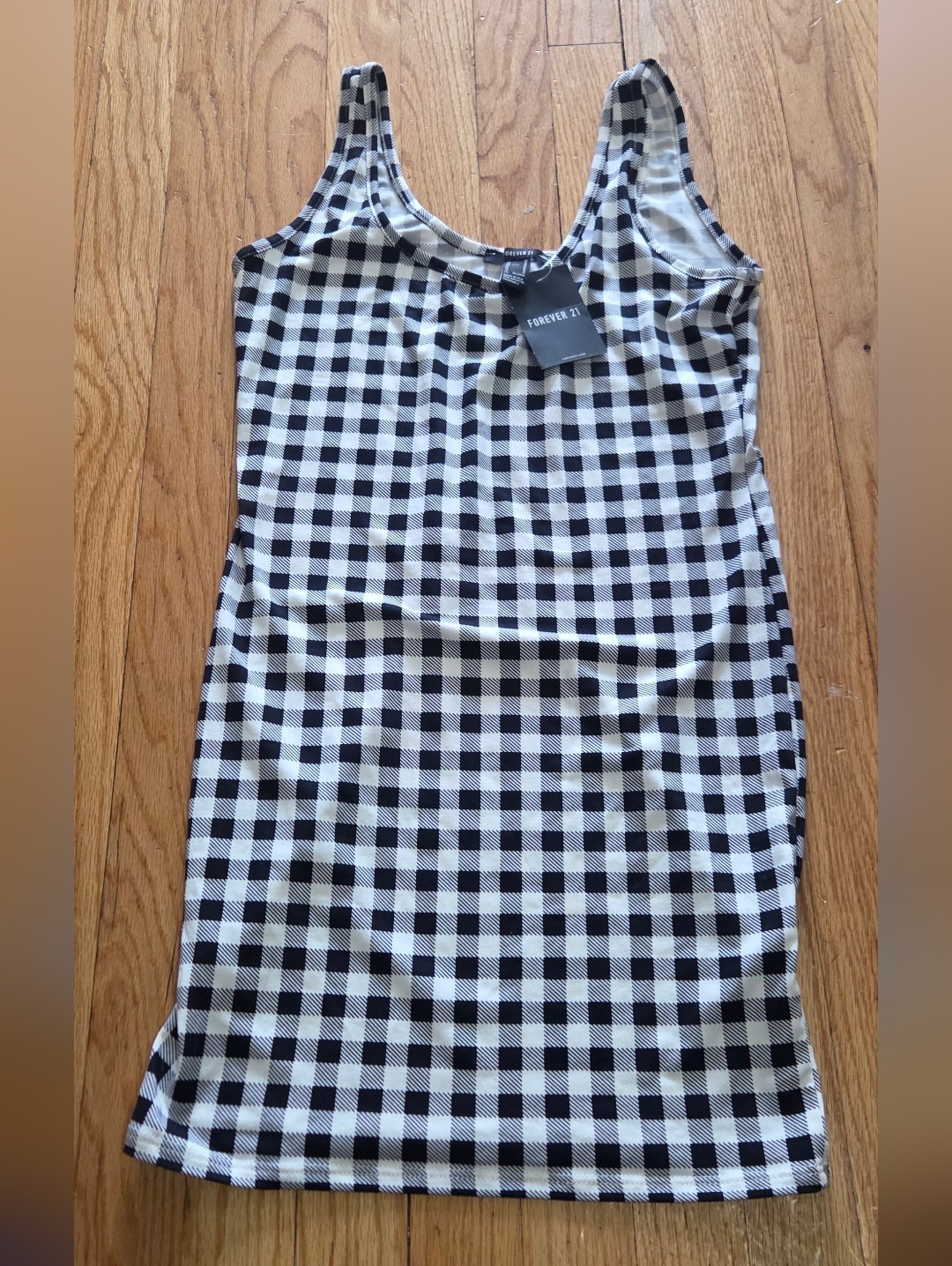 NWT Forever 21 Black and White Gingham Mini Dress Size M
