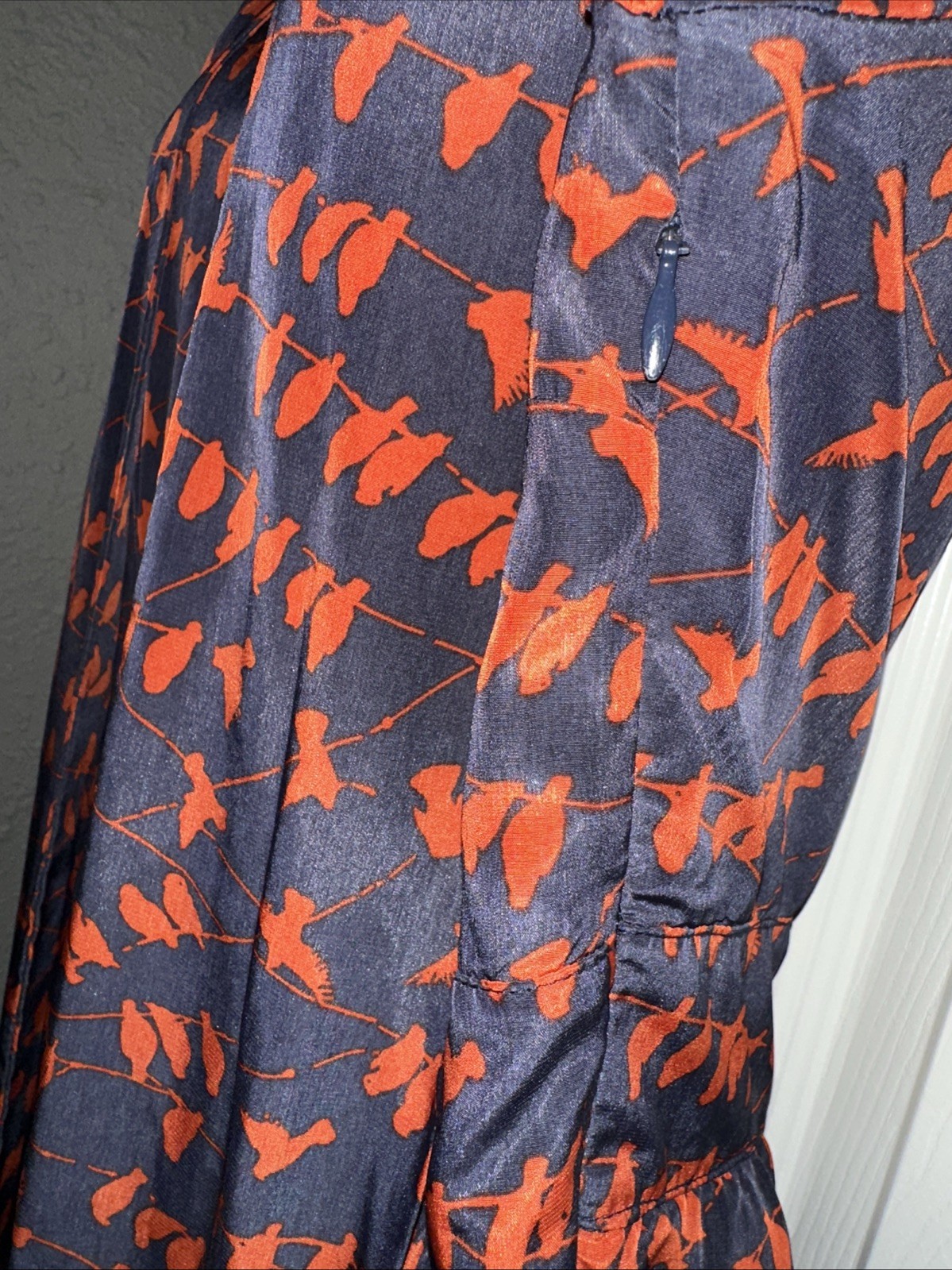 Pink Martini Collection Vintage Style Navy with Orange Bird Pattern Size M Dress