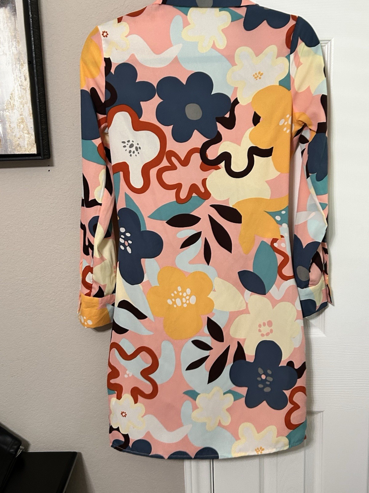 One n More long-sleeve ruched button-down shirt dress
