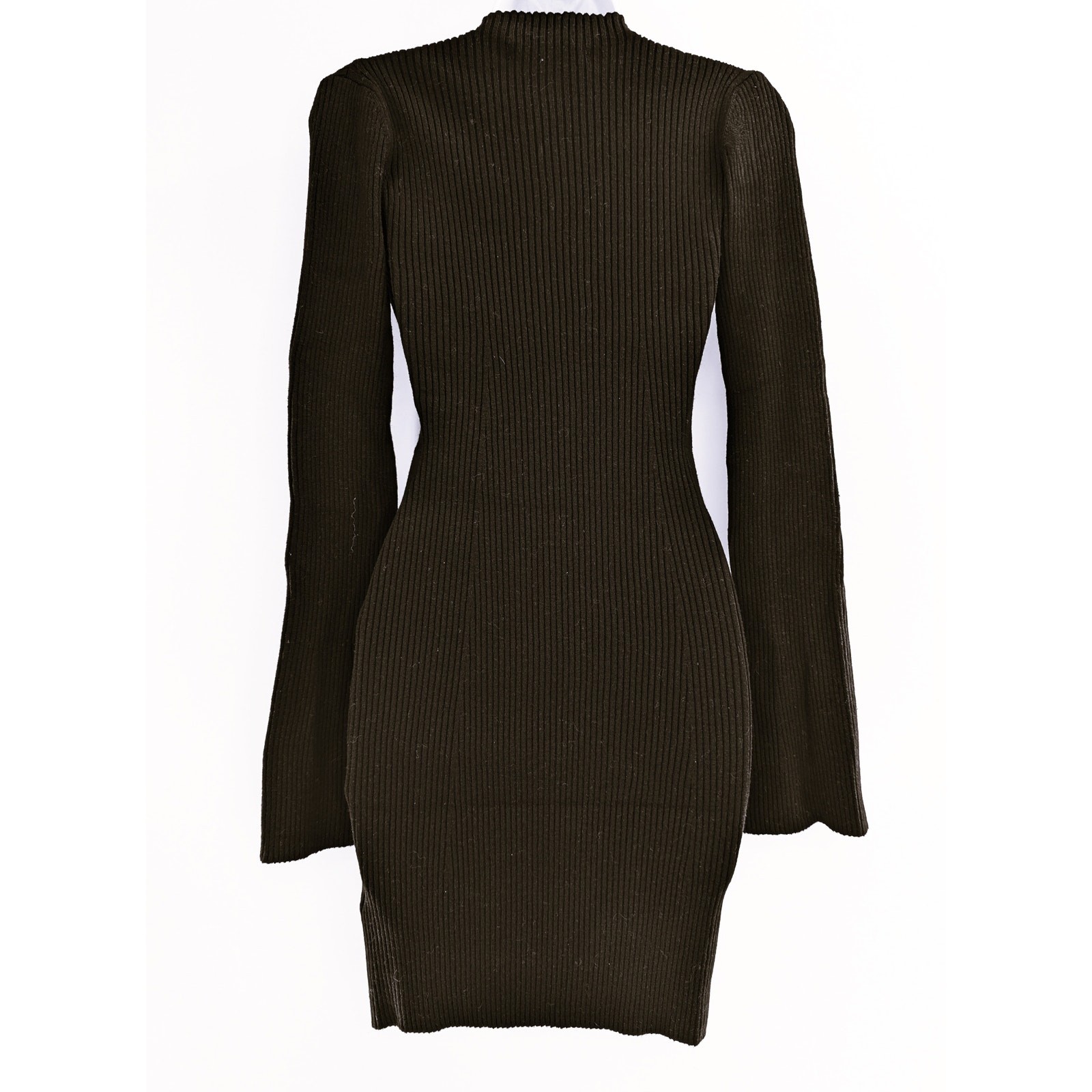 Stitches & Stripes Black Ribbed Cold Shoulder Sweater Dress