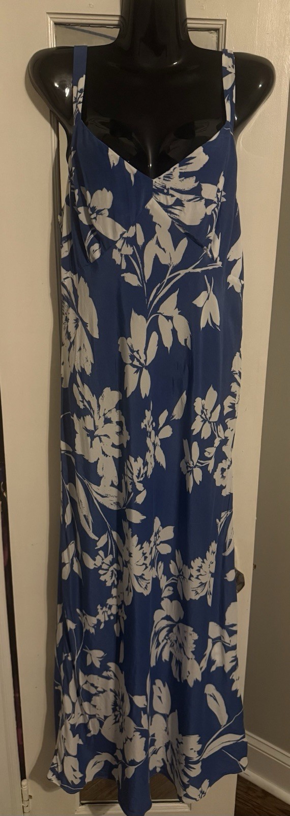 Madewell Periwinkle Blue White Calla Lily Floral Side Slit Maxi Dress 14