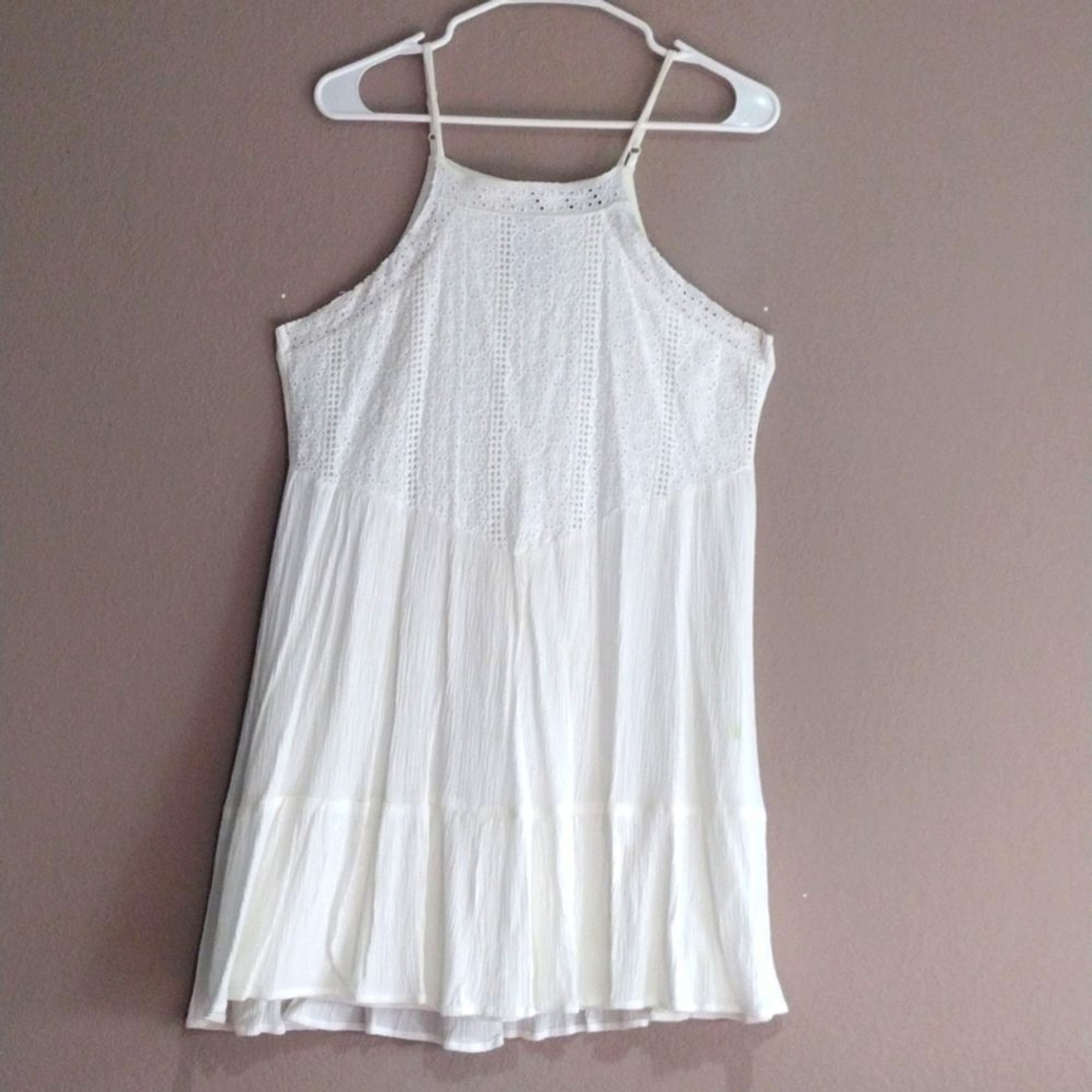 As U WISH MEDIUM WHITE EGG SHELL DRESS KEYHOLE BACK ADJUSTABLE STRAPS LINED