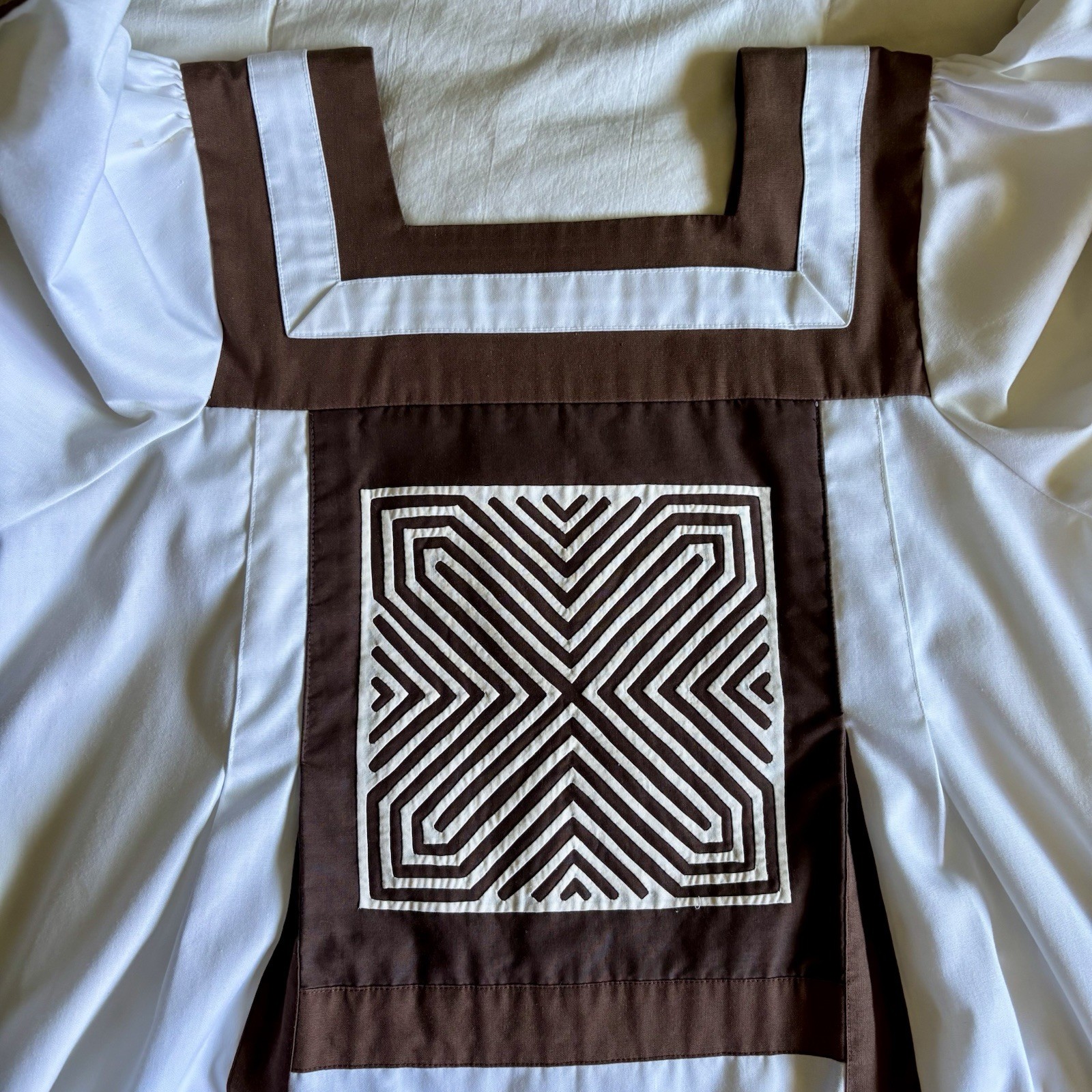 Unique Patchwork Boho Prairie Folk Western Dress Neutral Earthy Peasant Large