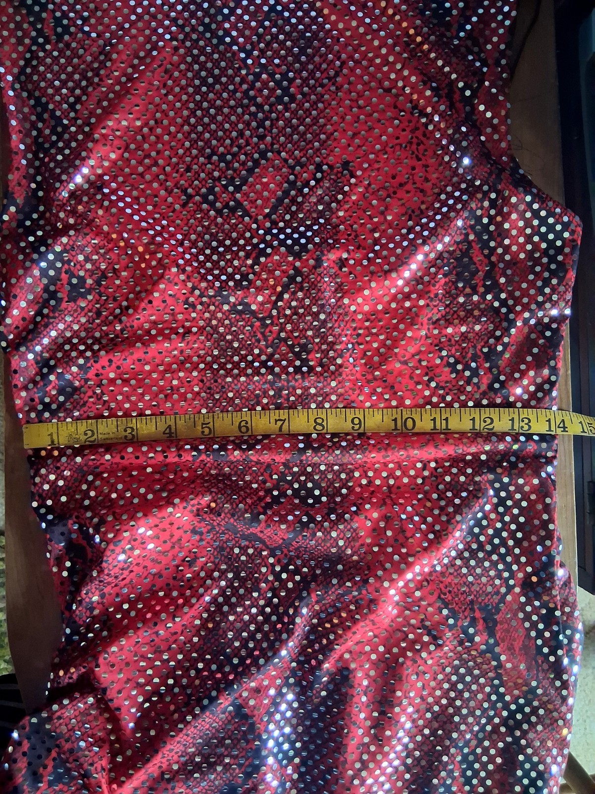 Vintage 90s Red Snakeskin Print Sequin Mini Dress Size Small