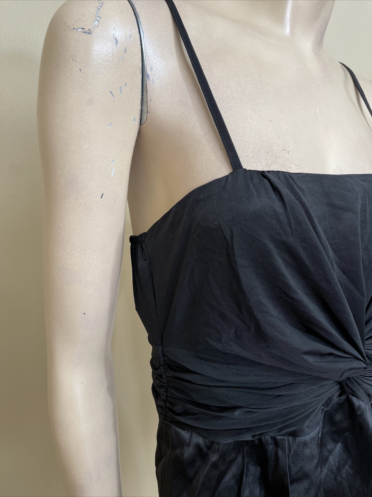 Women’s Black Polyester Cocktail Open Pleated Strap Zipper Size S Dress Sundress