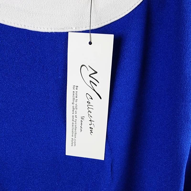 Ny Collection Plus Size Colorblocked Dress Women’s 18W Sapphire White Sleeveless