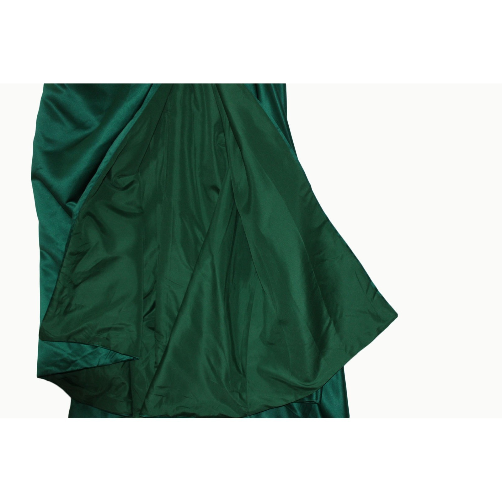 Ryanth Emerald Green Beaded Satin Evening Gown Corset Back High Slit Size 10