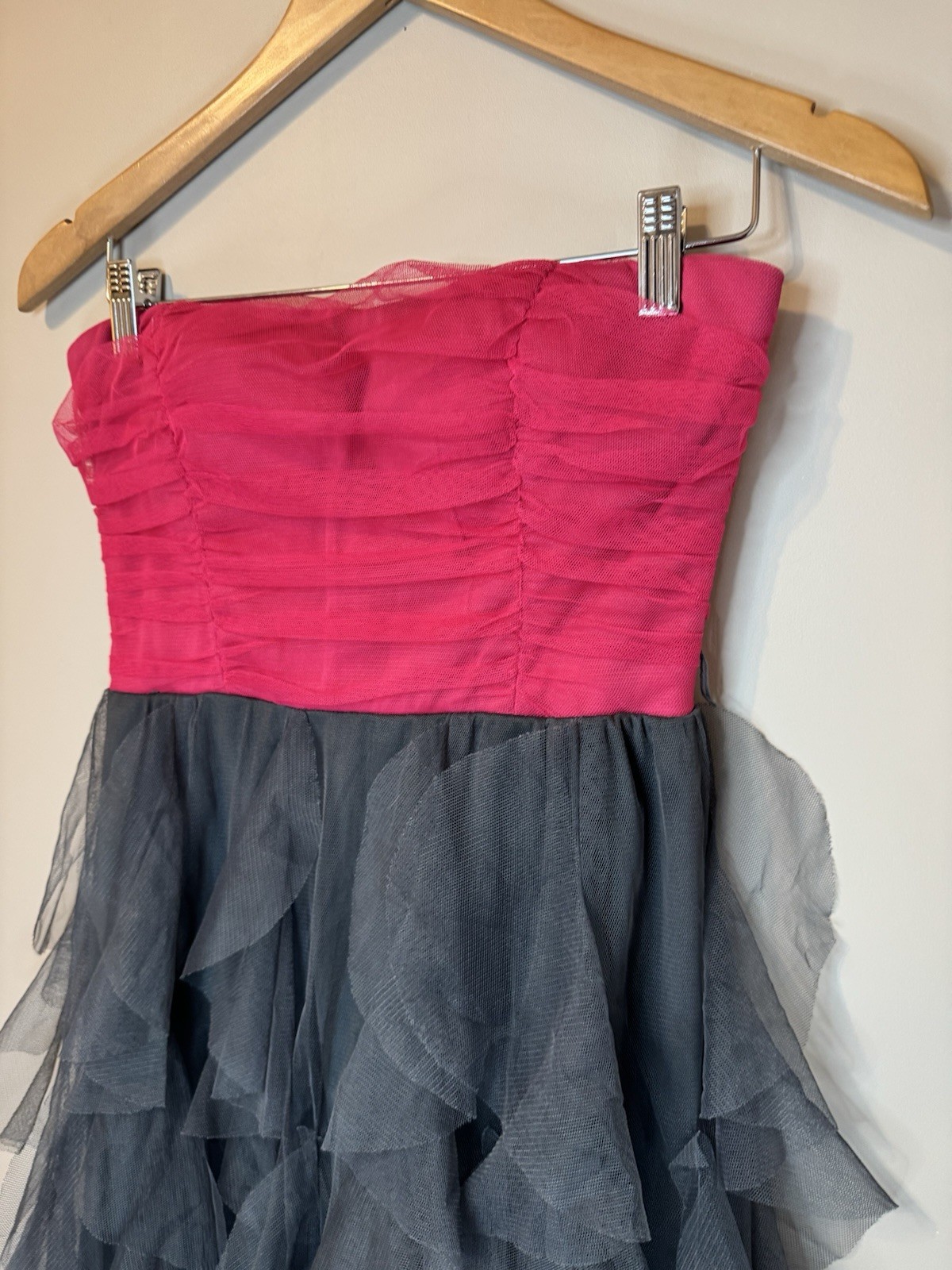 Juniors Teeze Me Strapless Tulle Ruffle Party Dance Cocktail Dress Size 7 NOBELT