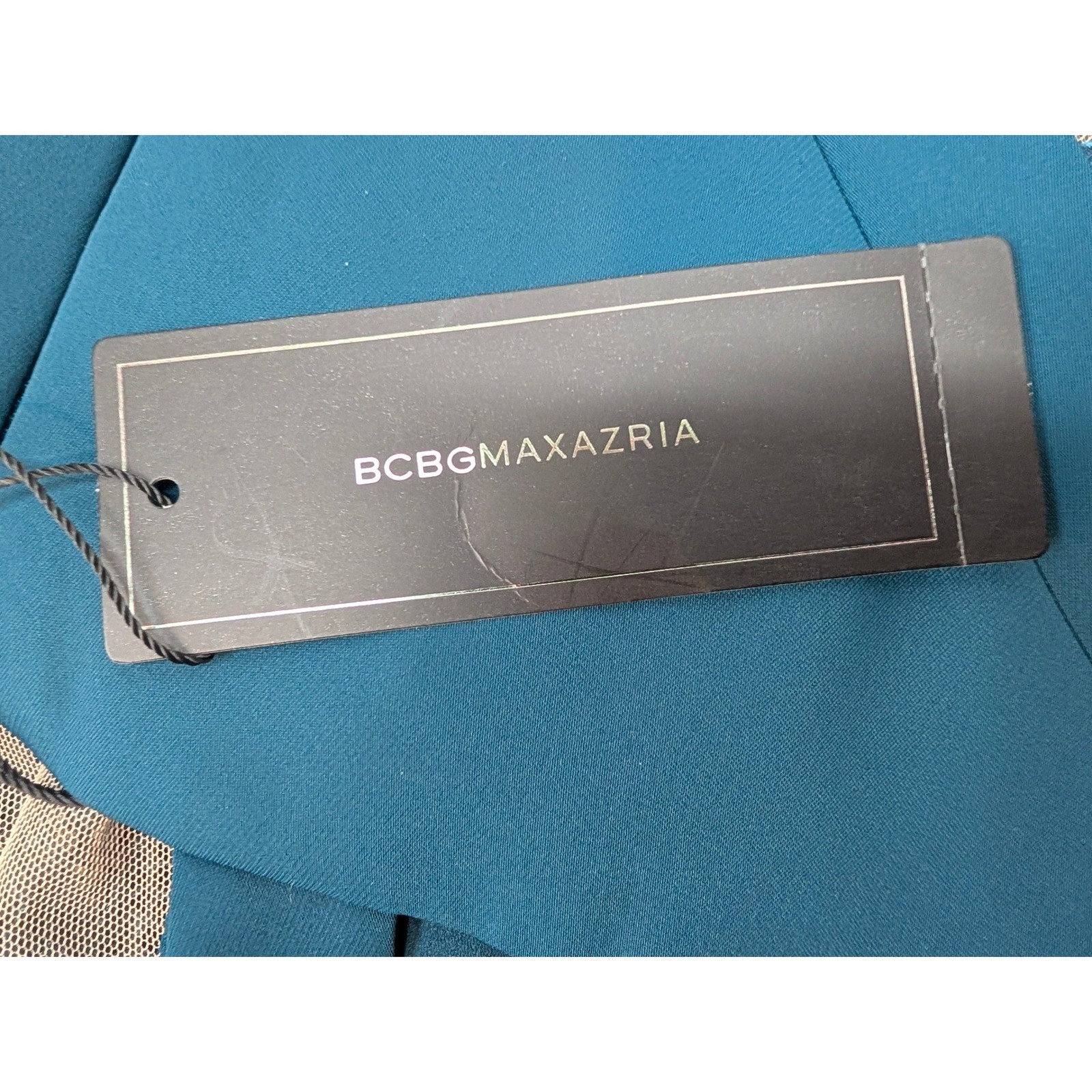 BCBGMAXAZRIA Tenzin Lace Pleated Cocktail Mini Dress Dark Teal Size 2 Party NWT