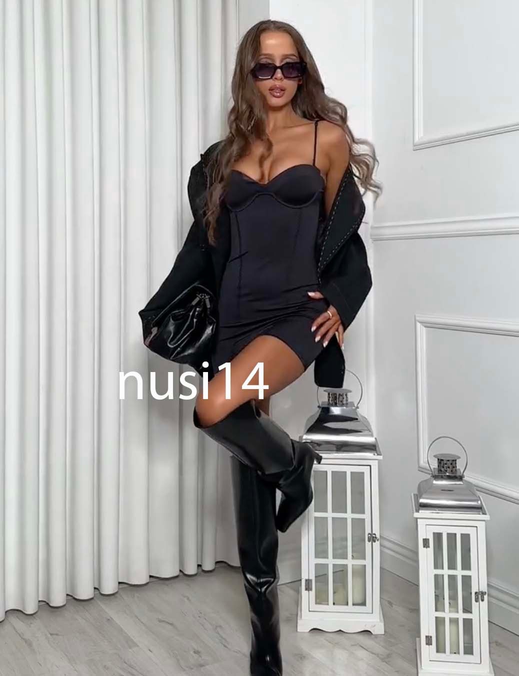 ZARA NEW WOMAN STRAPPY SHORT POLYAMIDE BLEND DRESS BLACK S,M,L 1355/015/800
