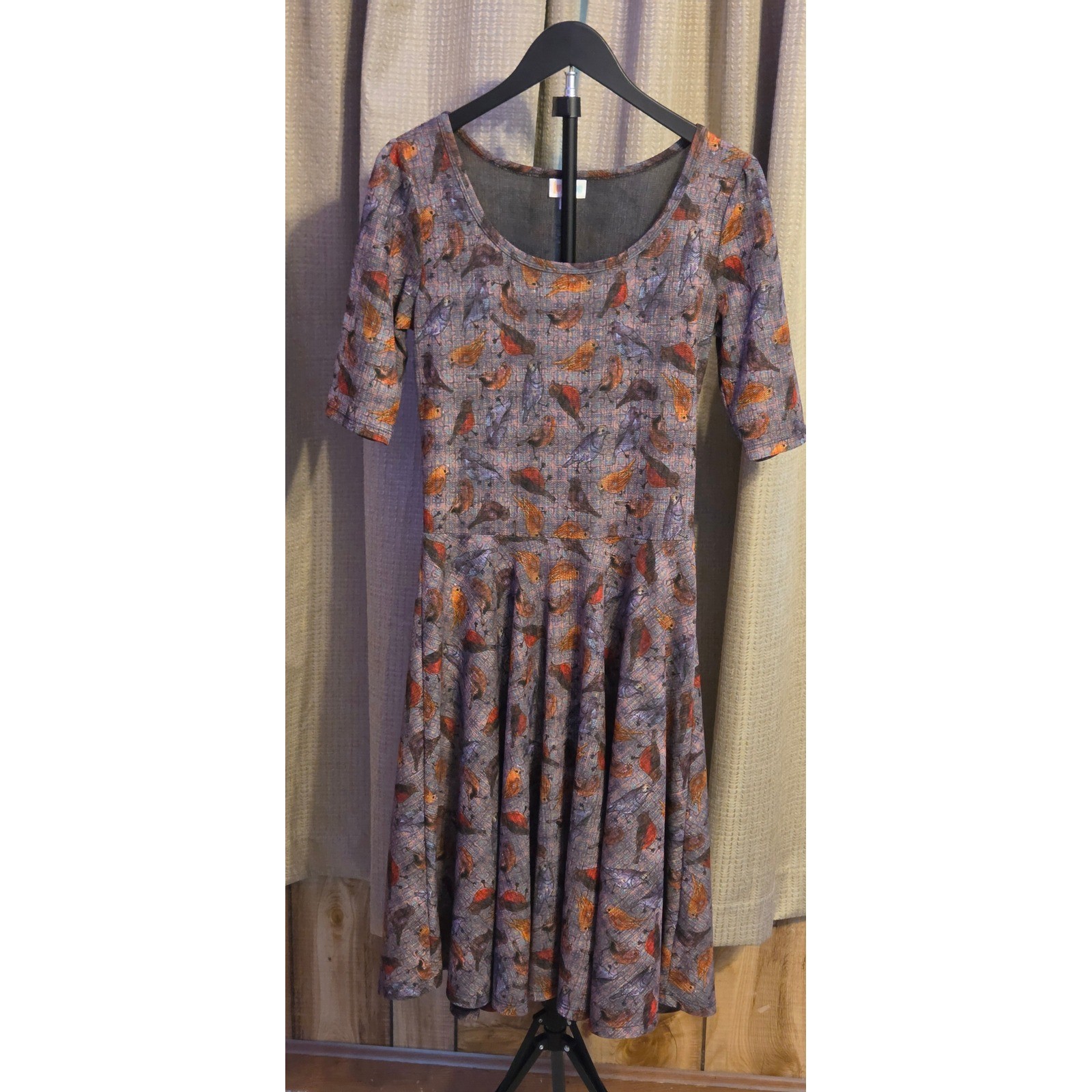 LuLaRoe Bird Print Fit Flare Dress Women’s Size Medium Multicolor