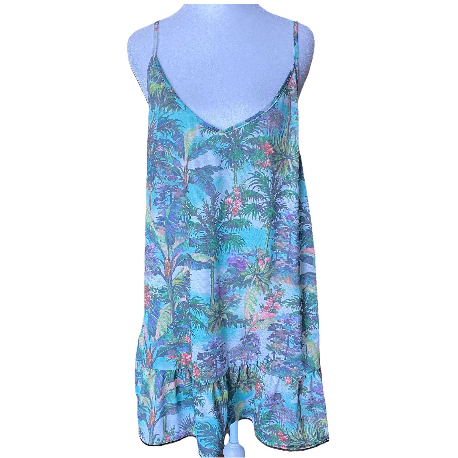 NWT Hurley Escape Mini Dress Cover Up Dress Sz L Hawaiian Beach Surfer Girl
