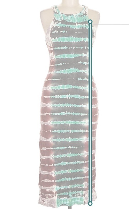 YFB Tie-Dye Ribbed Bodycon Maxi Dress S Stretch Halter Sleeveless Cocktail