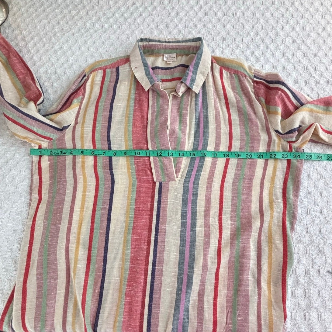 Keep In Touch Striped Button Up Shirt Dress XL