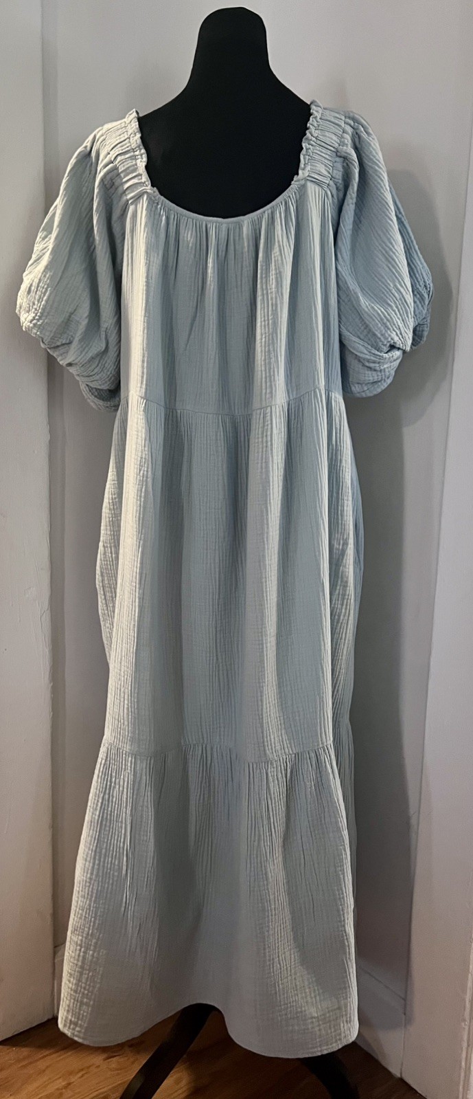 MABEL Puff Sleeve Prairie Scope Neckline Dress Cottage Core SZ Large