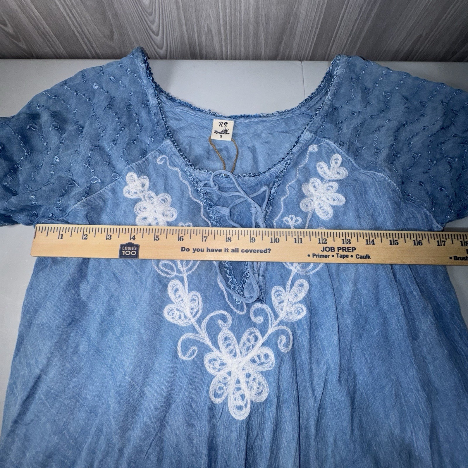 Riviera Sun Light Blue Embroidered Floral Sun Dress NWT Women’s Size S