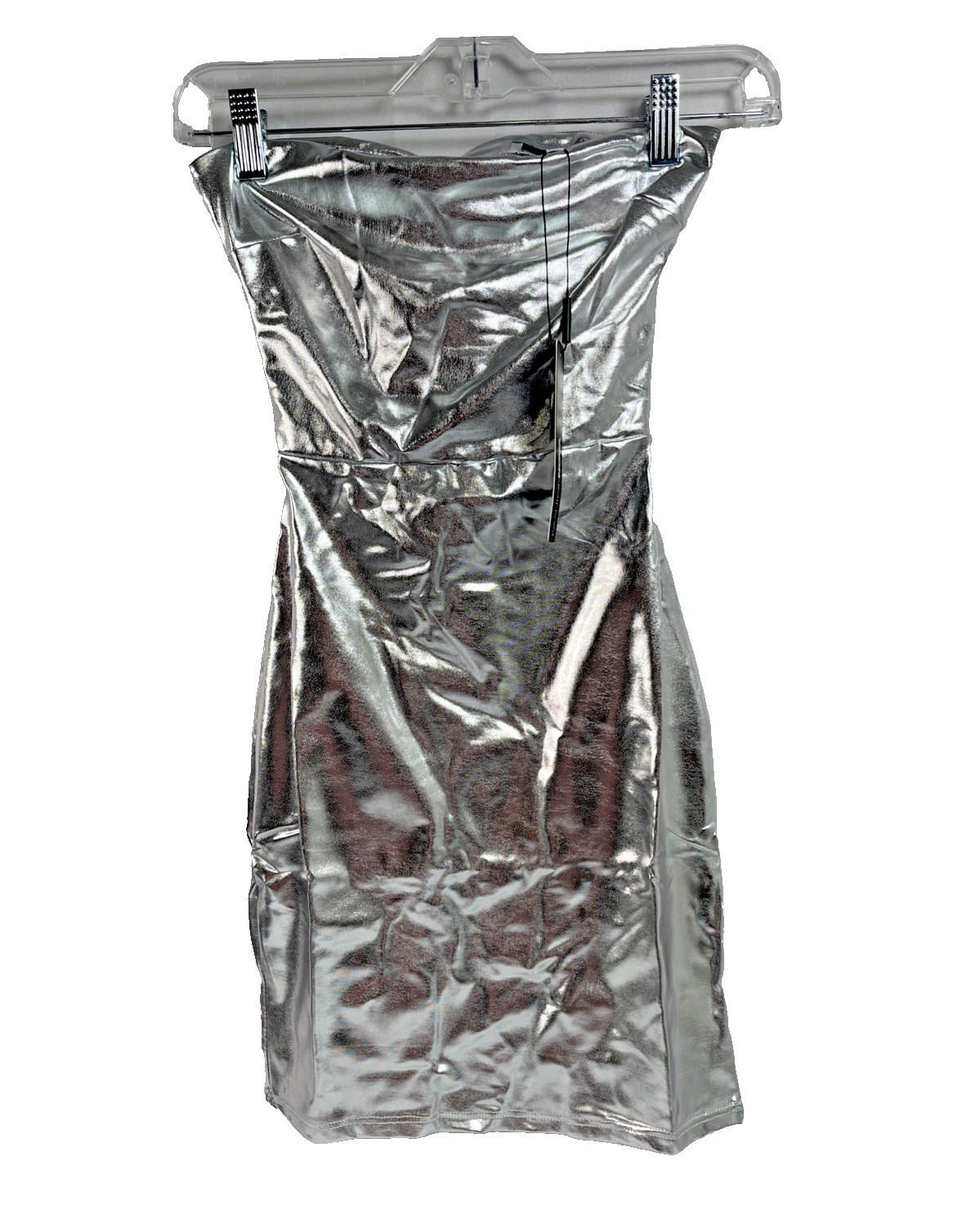 Fashion Nova My Imagination Metallic Sleeveless Tube Top Mini Dress NWT XS