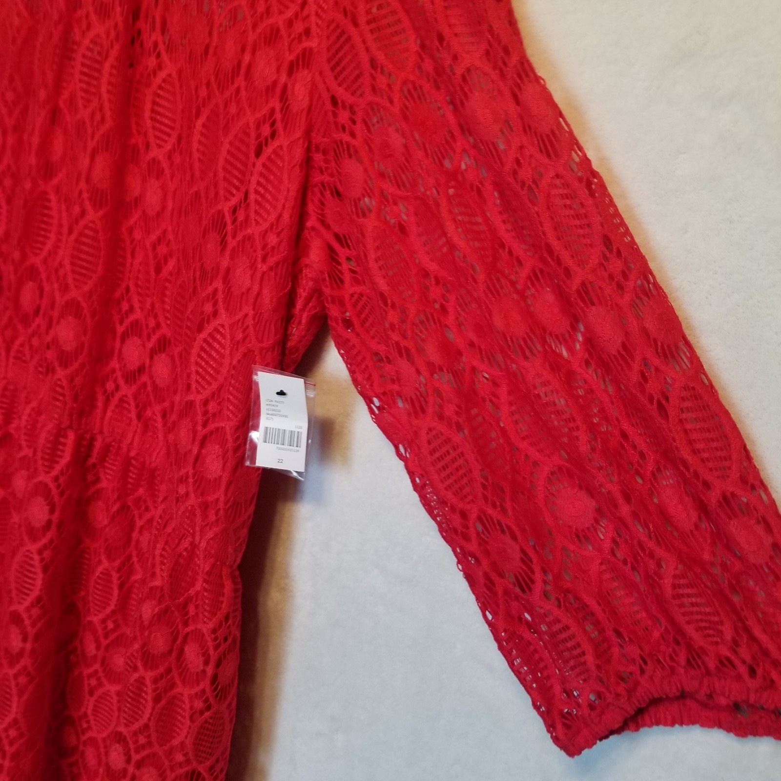 Lane Bryant 22 Dress Red Lace Lined Elastic Waist Holiday Classic Whimsy Classic