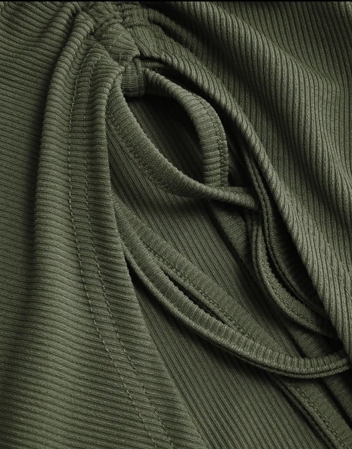 CIDER RIBBED BUTTON FRONT DRAWSTRING SEXY BODYCON MIDI-DRESS BEAUTIFUL GREEN XS