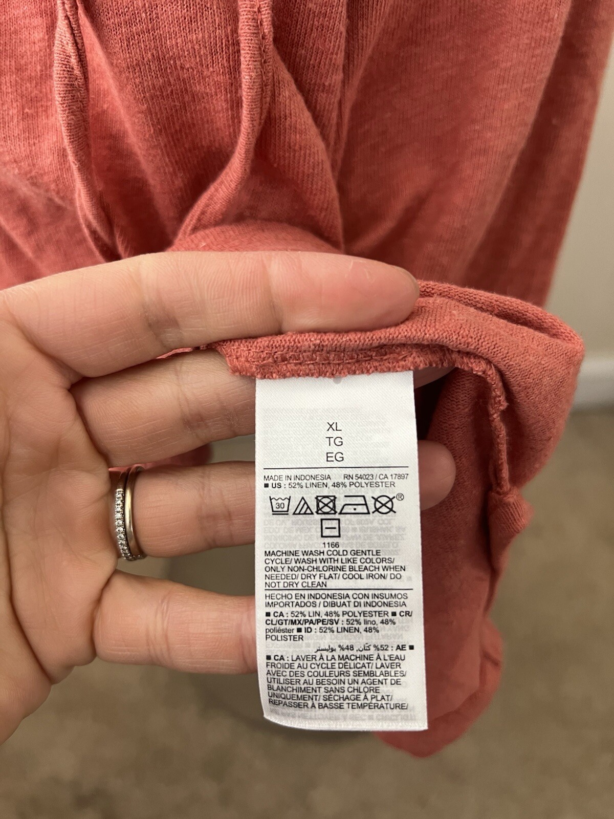 old Navy Womens XLARGE Red Basil Cinch Waist Tshirt Dress Linen Blend VEUC