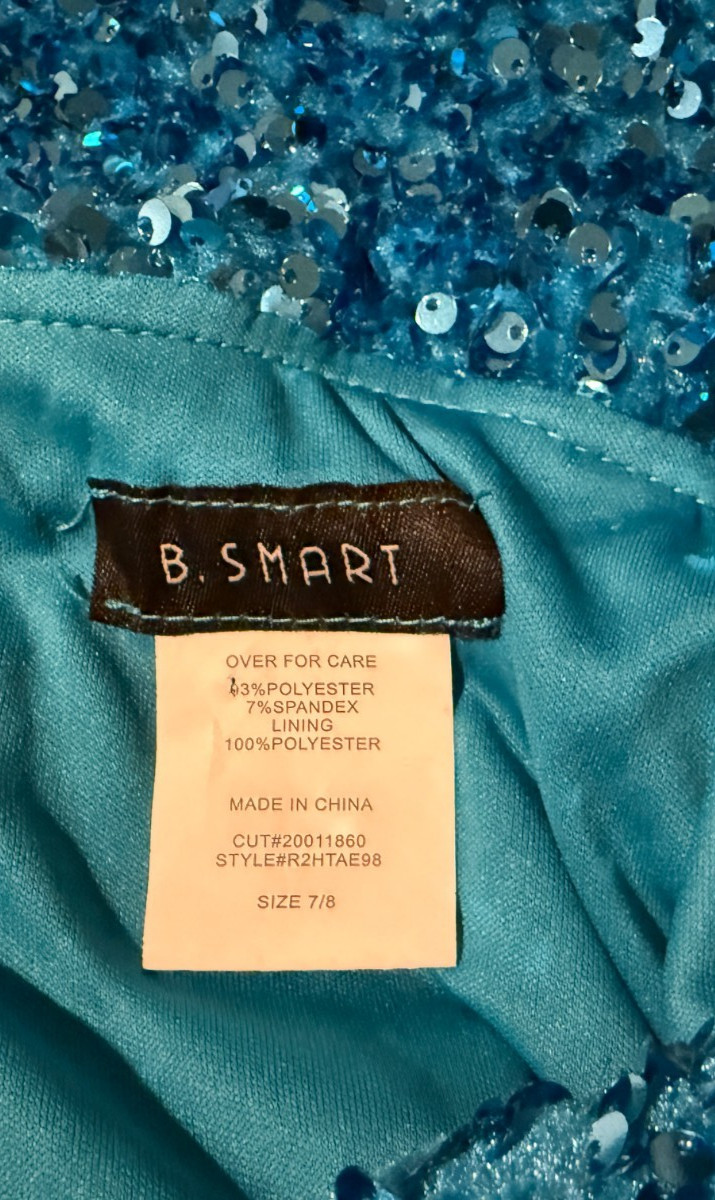 B SMART Womens Full Sequin Blue Occasion Formal Evening Dress – Sz Small