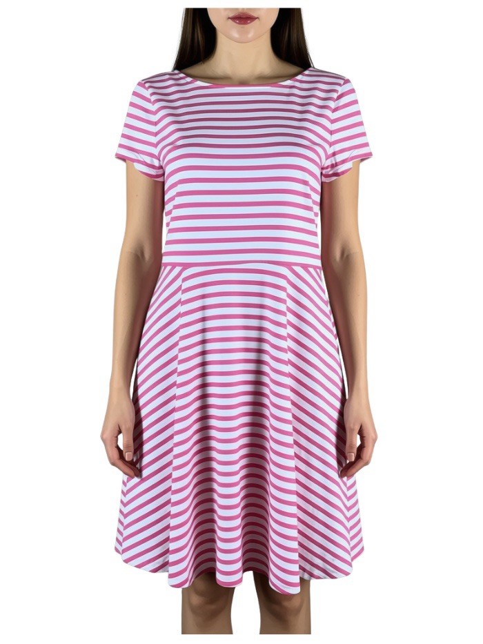American Living Pink Striped Cotton Fit & Flare Dress Medium