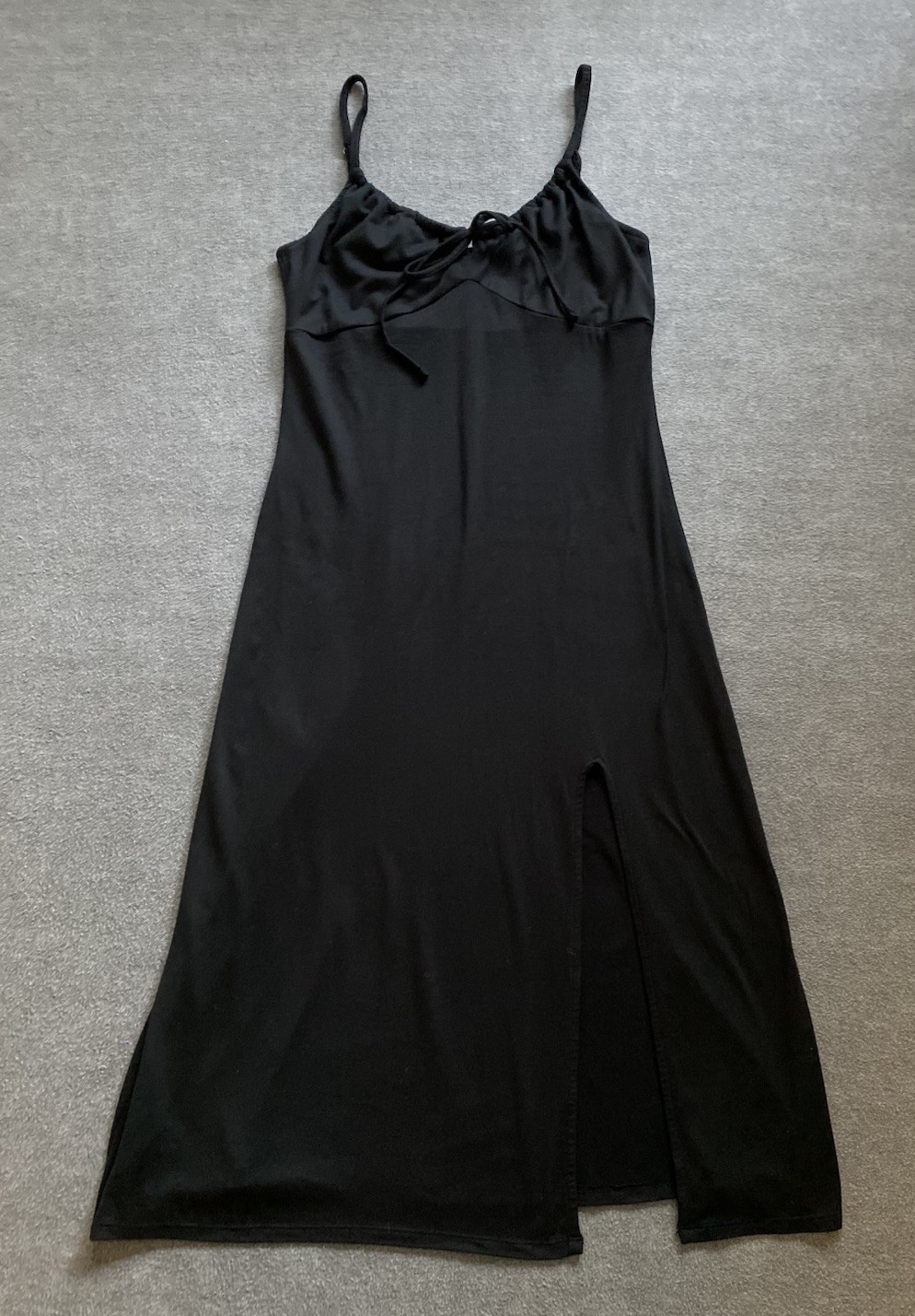 Vintage Hollister Womens Midi Dress Empire Waist Slit Black Size S Y2K Coquette