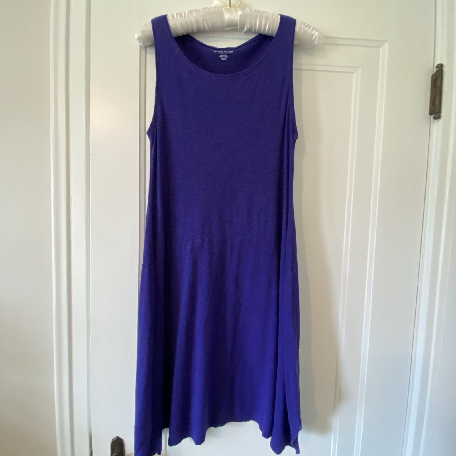 EILEEN FISHER Hemp & Organic Cotton Tank Style Drop Waist Shift Dress Indigo PP