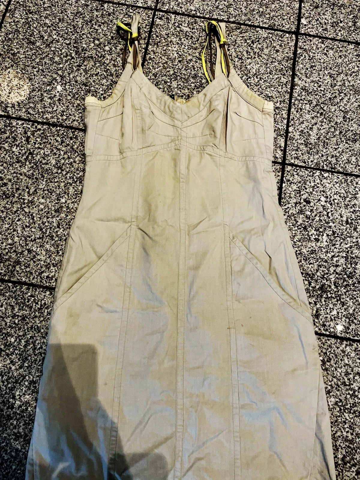 Dress N1 beige Marc Cain 34 pockets empire summer dress strap dress yellow