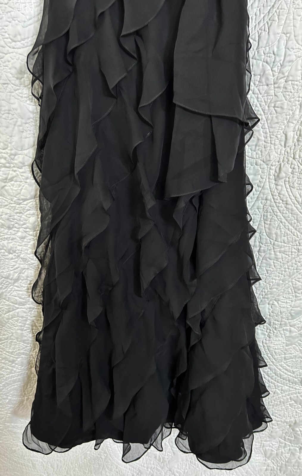 Nwt Saison Blanche Couture Tiered Ruffle Strapless Jeweled Evening Dress Sz 8