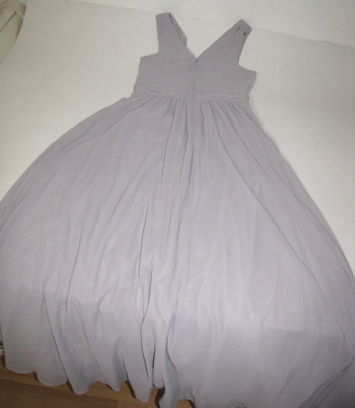NWT Lulus Maxi Formal Dress Heather-Lavender Chiffon Cross-over-V-neck Wm. M